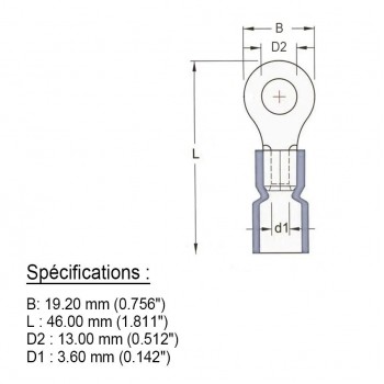 PureVolt Double Crimp Heat Shrink Ring Terminal - 1/2 in. Screw - 12-10 AWG - Yellow - 10-Pack