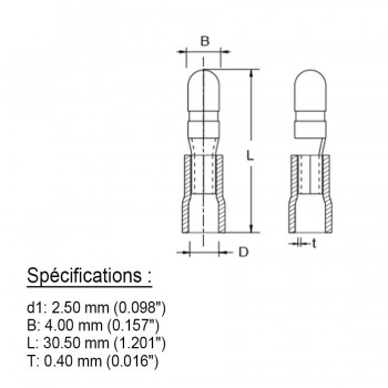 PureVolt Double Crimp Heat Shrink Male Bullet Terminal - 4 mm - 16-14 AWG - Blue- 10-Pack