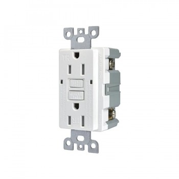 PureVolt Tamper-Resistant GFCI Receptacle with Mounting Plate - Indoor - 125V - 15A - White