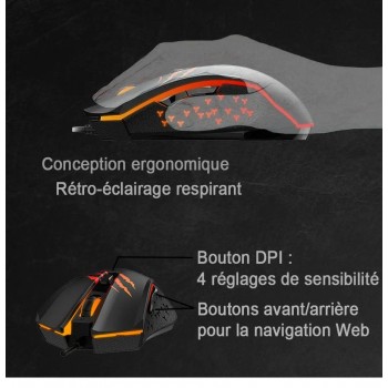 HAVIT MS1027 Souris optique de jeu rétroéclairée avec fil - USB