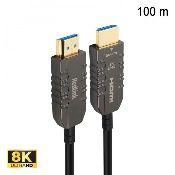 RedLink Câble HDMI 2.1 8K à fibre optique mâle à mâle - 48 Gbps - 100m