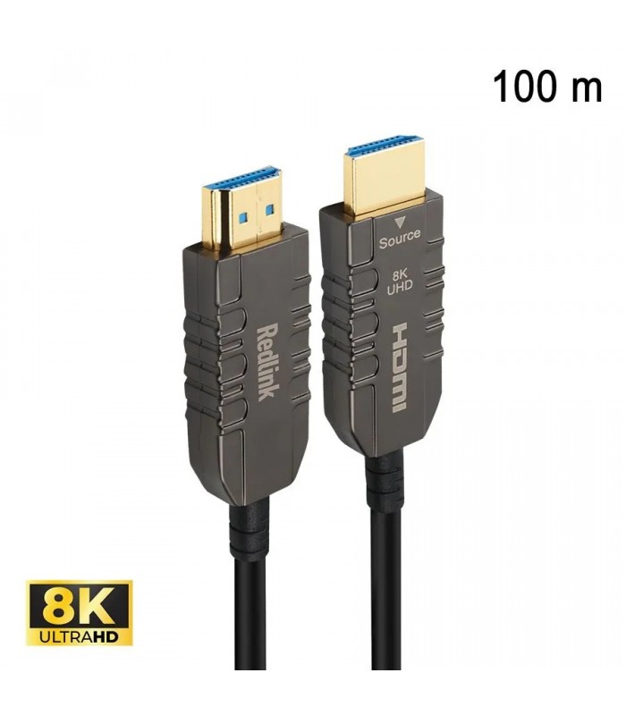 RedLink 8K 48 Gbps HDMI 2.1 Male to Male Active Optical Cable - 100m