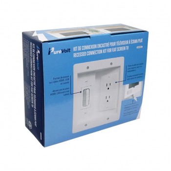 PureVolt Prise électrique encastrée avec passe fil intégré - 125 V - 15 A - Blanc