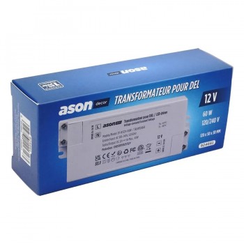 Ason Decor Transformateur d'alimentation pour bande DEL - 100-240V CA à 12V CC - 60W - 5A