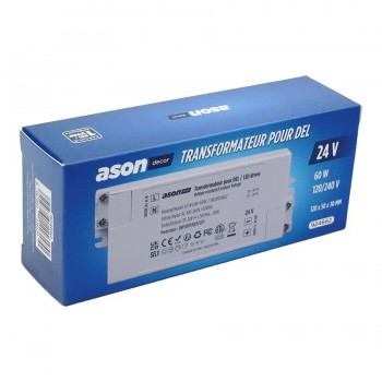 Ason Decor Transformateur d'alimentation pour bande DEL - 100-240V CA à 24V CC - 60W - 2.5A