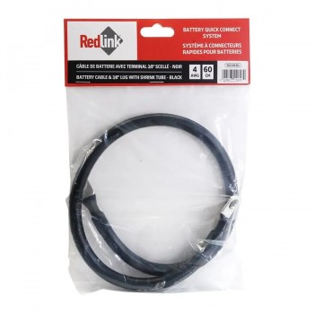 RedLink Câble 4AWG de 24 po. avec terminaux 3/8 po. pour batterie - Noir