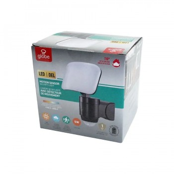 Globe Lumière de sécurité DEL extérieure à détecteur de mouvement - 5W - Noir