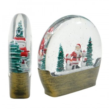Ason Decor LED Lighted Oval Christmas Snow Globe – Santa with Snowmen