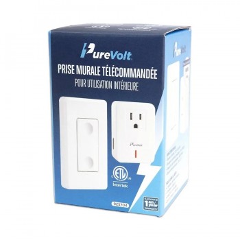 PureVolt Prise murale intérieure simple avec interrupteur/télécommande - 30 m - Blanc
