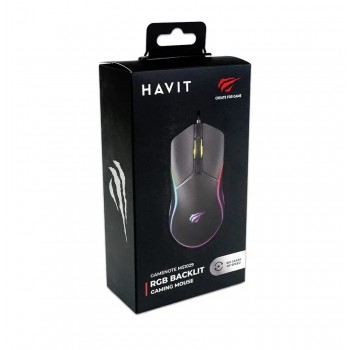 Havit Souris optique de jeu rétroéclairée avec fil - 6 boutons - RVB - USB