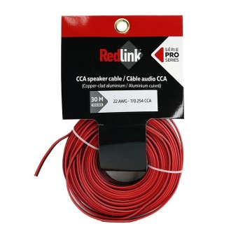 RedLink Fil à haut-parleur pour audio 2C/22 AWG - CCA - Rouge/Noir - 30 m