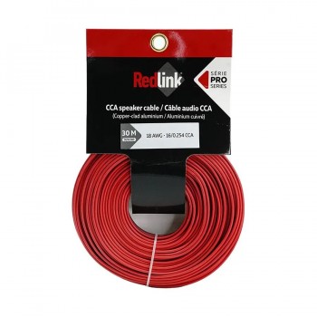RedLink Fil à haut-parleur pour audio 2C/18 AWG - CCA - Rouge/Noir - 30 m