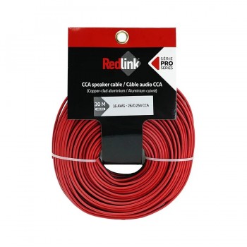 RedLink Fil à haut-parleur 2C/16 AWG CCA rouge/noir pour audio - 30 m