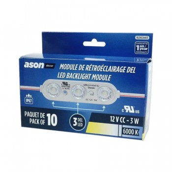 Ason Decor LED Backlight Module - 3 LED - 12 V - 3 W - 6000K - 10 pieces