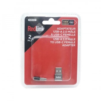 RedLink Adaptateur USB-A 2.0 mâle à USB-C femelle - Paquet de 2