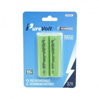 PureVolt 18650 Li-Ion Rechargeable Battery - 3.63V - 2600 mAh - 2 Pack