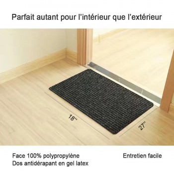 Charcoal Ribbed Indoor/Outdoor Mat 18 x 27 Inch