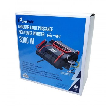 PureVolt Onduleur pour véhicule avec 3 prises CA et 3 ports USB - 3000 W