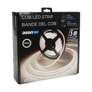 Ason Decor COB LED Light Strip with Dimmer - 24V - 320 LEDs/m - 4000K - 5 m