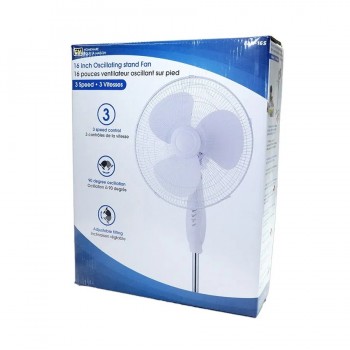 3-Speed Oscillating Pedestal Fan - 16 in. - White