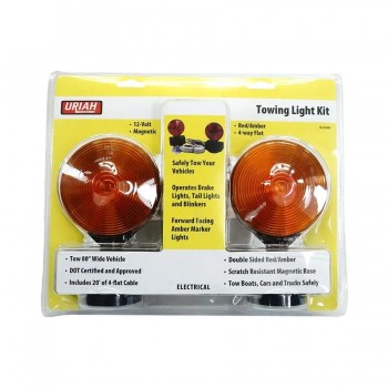 Set of 2 Magnetic LED Towing Lights - 12V - 4 in. - Red/Amber