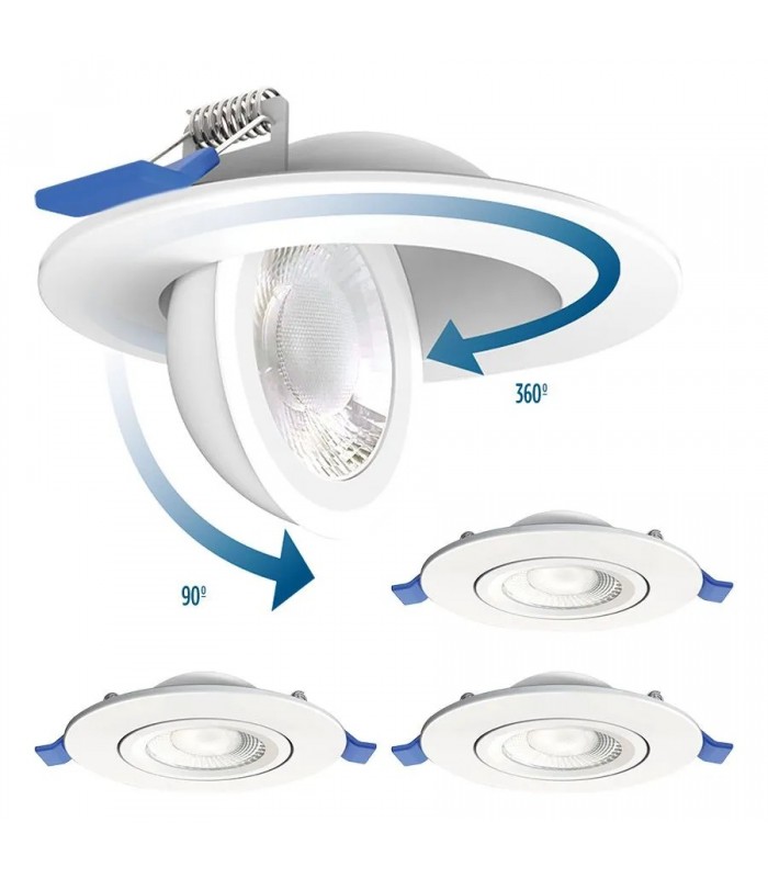 Ason Decor Ensemble de 4 luminaires encastrés DEL inclinables - 4 po - 10 W - TCC - Blanc