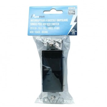 PureVolt Interrupteur à bascule décora unipolaire 15 A 120 V - Noir