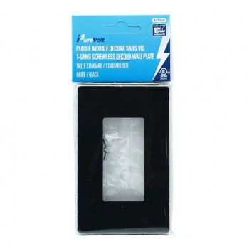 PureVolt Plaque murale décora simple sans vis - Noir