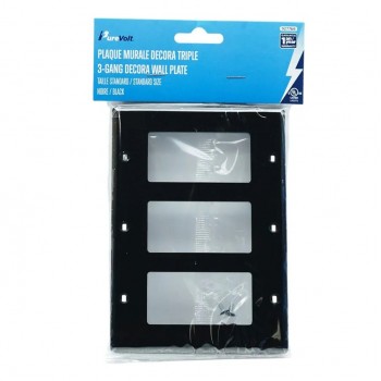 PureVolt Triple Decora Wall Plate - Black