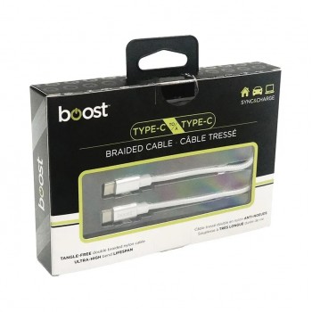 Boost Câble tressé USB-C mâle à USB-C mâle - Blanc - 2 m