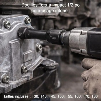 AddTools 1/2 in Impact Torx Socket Set T30 to T80 - 8 Pieces