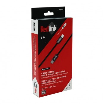 RedLink Câble tressé USB-C mâle à mâle - Noir - 3 m