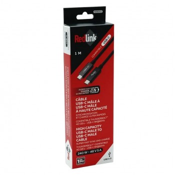 RedLink Thunderbolt USB-C Male to Male Cable - 40 Gbps - 240 W - Black - 1 m