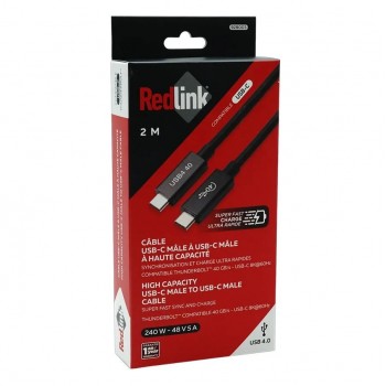 RedLink Câble Thunderbolt USB-C mâle à mâle - 40 Gbit/s - 240 W - Noir - 2 m