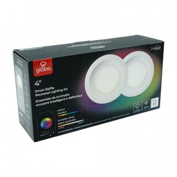 Globe Waterproof Smart LED Recessed Light - 4 in - Adjustable RGB/CCT - 2-Pack