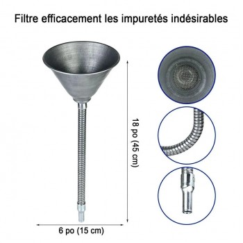 AddTools 6 in Metal Funnel with Flexible Spout - 18 in