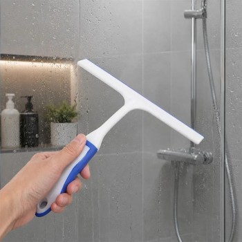 AddTools Raclette de douche - 25 cm (10 po) - Blanc et bleu