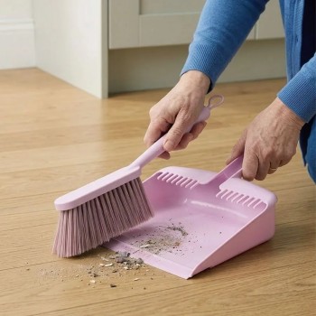 AddTools Ensemble de porte-poussière et balayette - Mauve - 2 pièces