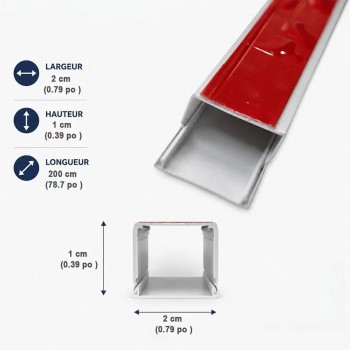 RedLink Cache-fil avec couvercle et bande adhésive - 2 X 1 X 200 cm - Blanc