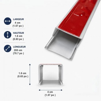 RedLink Cache-fil avec couvercle et bande adhésive - 4 X 1,6 X 200 cm - Blanc