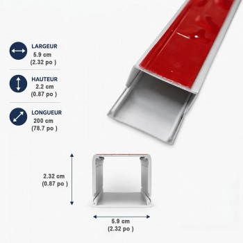 RedLink Cache-fil avec couvercle et bande adhésive - 5,9 X 2,2 X 200 cm - Blanc