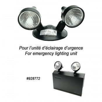 PureVolt Éclairage satellite d'urgence DEL à double tête 2 x 2 W - 6000K - Noir