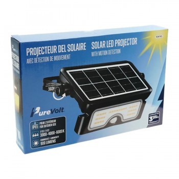 PureVolt Solar LED Wall/Portable Floodlight with Motion Detection - 7W - 3CCT