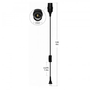 PureVolt Câble d'alimentation avec douille E26 et interrupteur - 75 W - 4 m