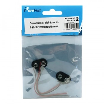 PureVolt 9V Battery Connector with Wires - 2-Pack