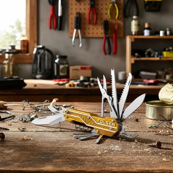Couteau de poche multifonction TOLSEN 15-en-1 avec manche en aluminium