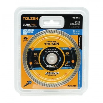 Disque diamant ultramince TOLSEN pour coupe humide - 4-1/2 X 7/8 po