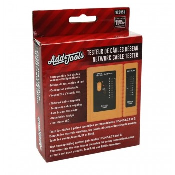 AddTools Testeur de câbles réseau RJ45 et RJ11 avec voyants DEL