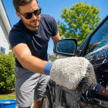Gant de lavage pour voiture VIKING en coton chenille - 17,8 X 25,4 cm