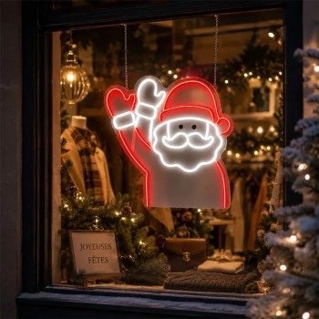 Ason Decor Enseigne lumineuse DEL animée Père Noël - 40,6 X 41,4 cm - Rouge/Blanc